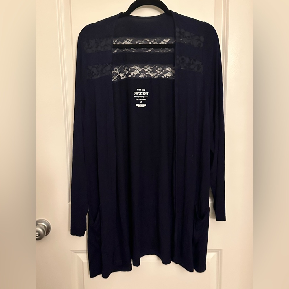 Torrid Navy Blue Super Soft Knit Top Long Sleeve Sz 0
